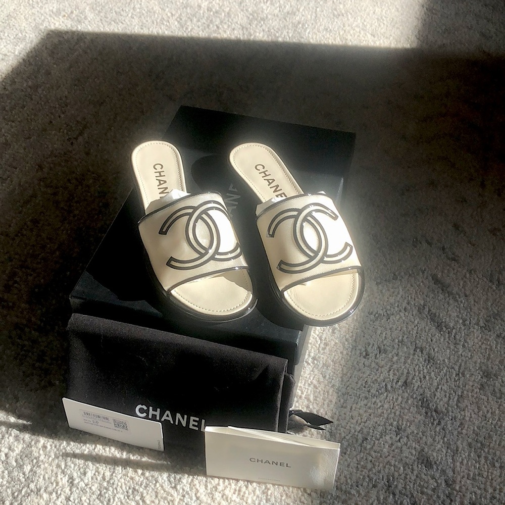 Chanel Mesh & Patent S21 Mules 37.5
